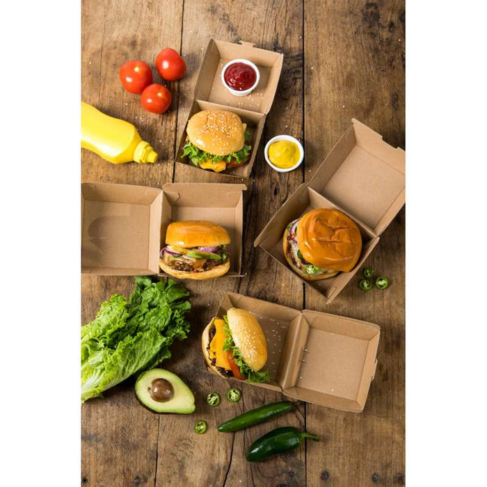 Mini boîte à hamburger en carton kraft 95x95mm H50mm - 450Pcs