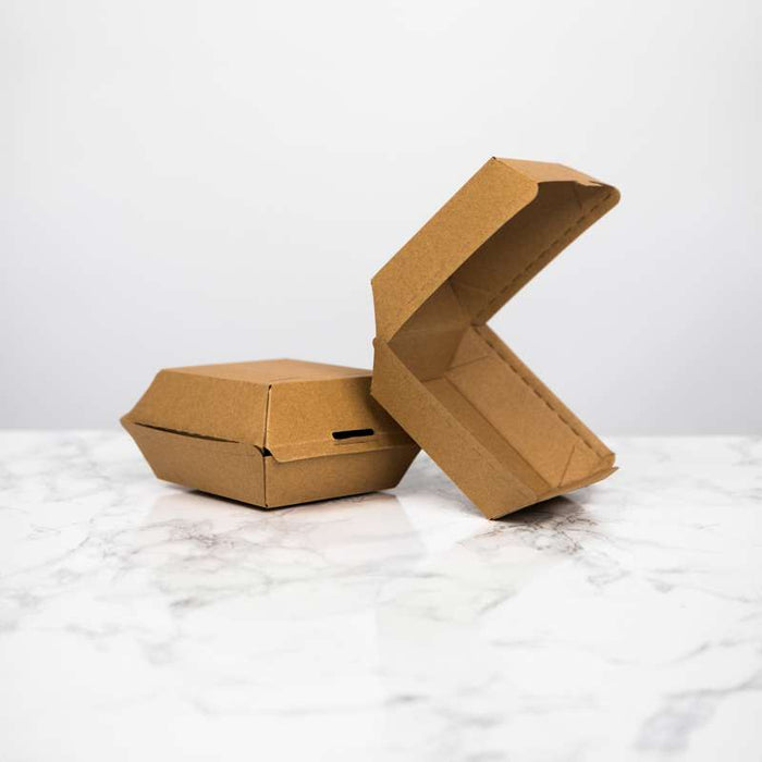 Boite burger carton kraft brun  110x100mm H80mm-300Pcs