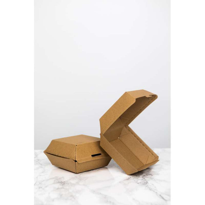 Boite burger carton kraft brun  110x100mm H80mm-300Pcs
