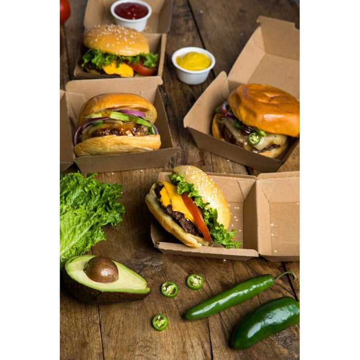 Boite burger carton kraft brun  110x100mm H80mm-300Pcs