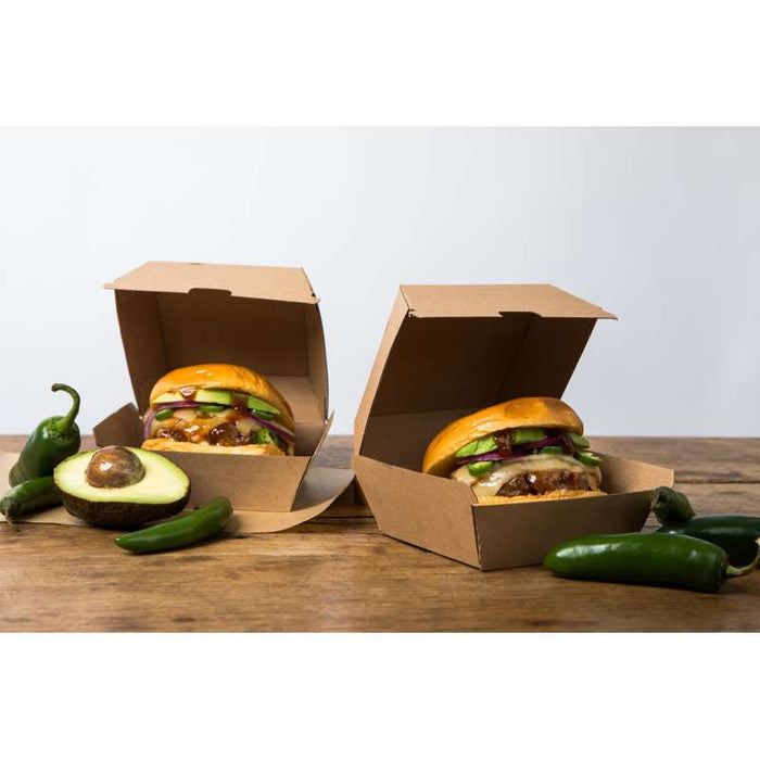Boite burger carton kraft brun  110x100mm H80mm-300Pcs