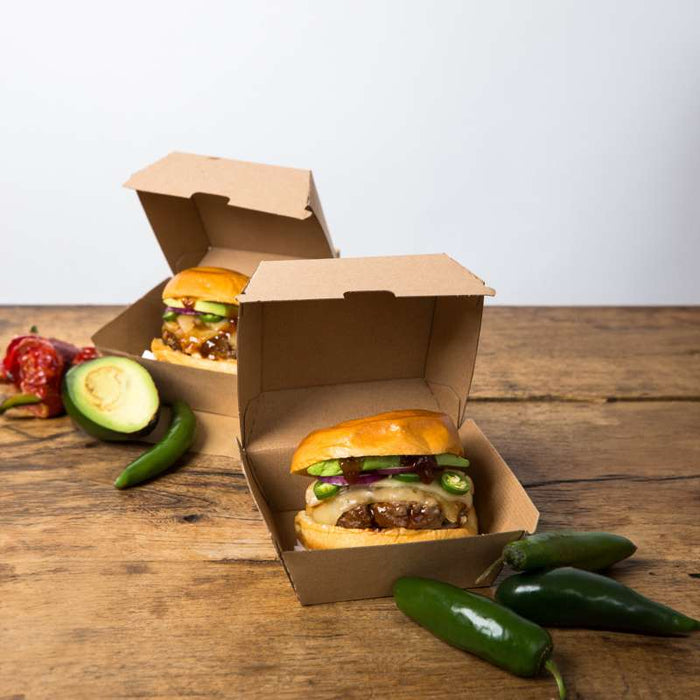 Boite burger carton kraft brun  110x100mm H80mm-300Pcs