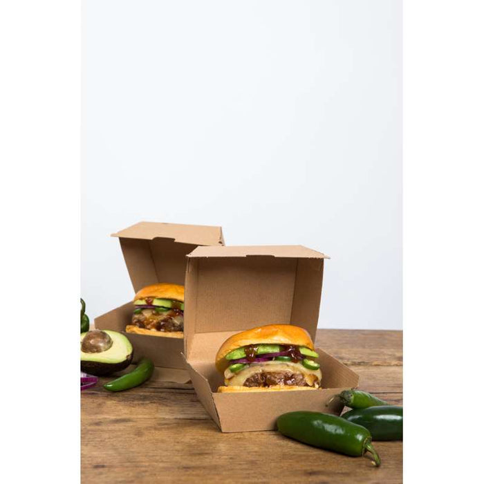 Boite burger carton kraft brun  110x100mm H80mm-300Pcs