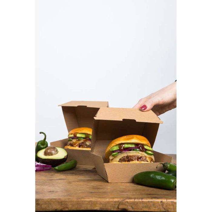 Boite burger carton kraft brun  110x100mm H80mm-300Pcs