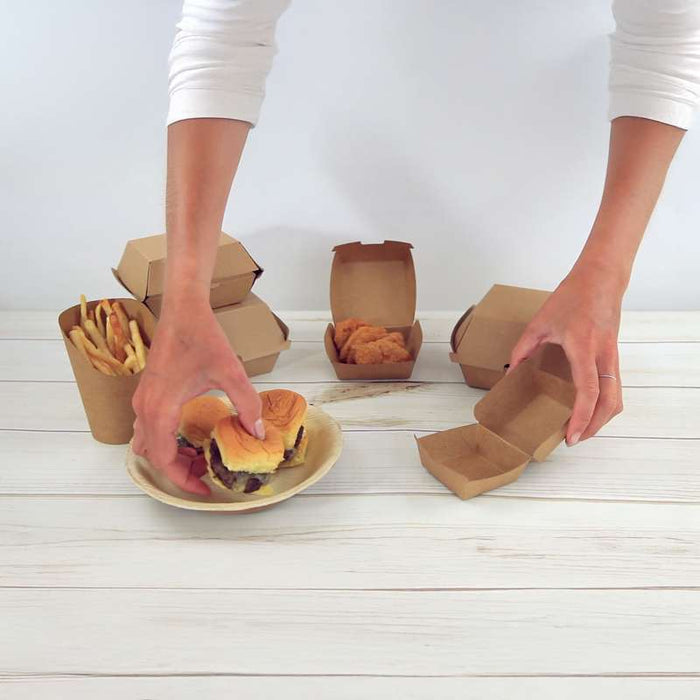Boite burger carton kraft brun  110x100mm H80mm-300Pcs