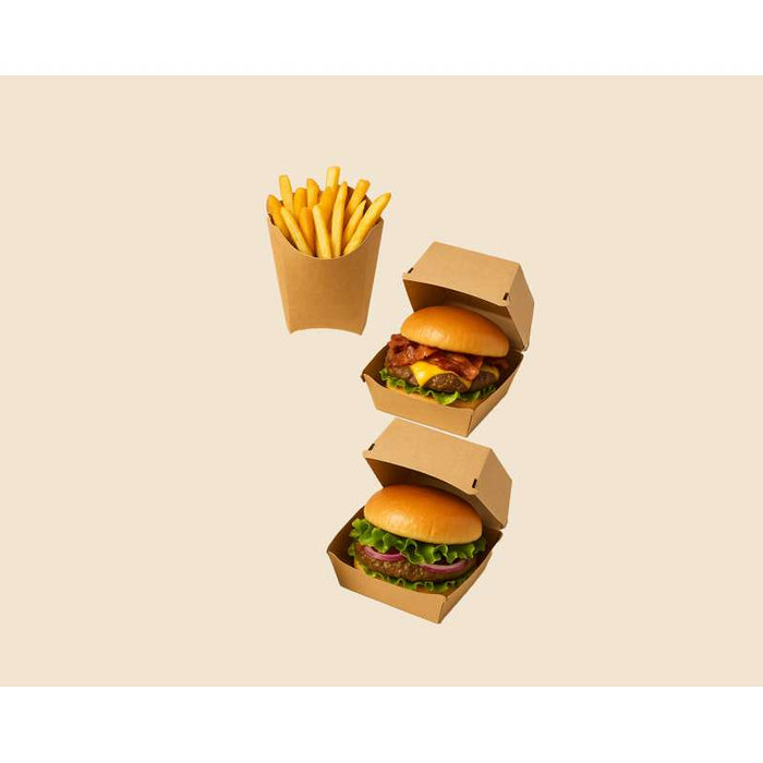 Boite burger carton kraft brun  130x120mm H70mm-500Pcs