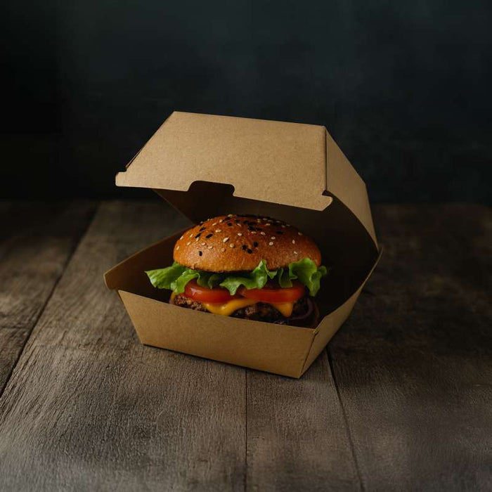 Boite burger carton kraft brun  130x120mm H70mm-500Pcs