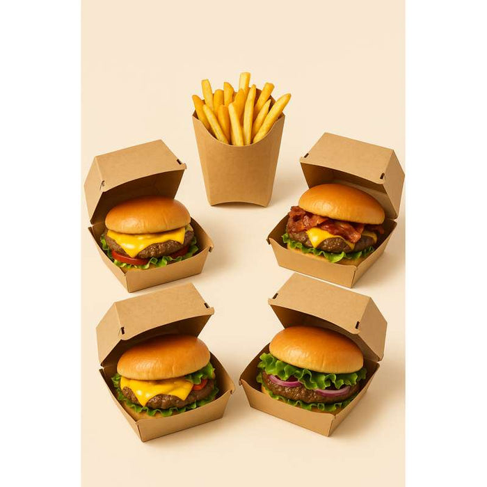 Pochette kraft pour frites 250gsm  115x90mm H110mm-1200Pcs