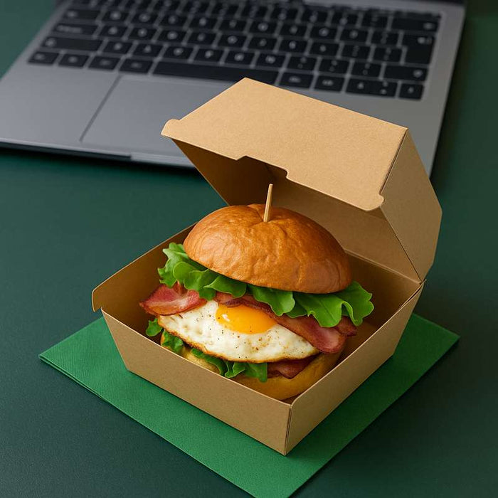 Boite burger carton kraft brun  190x180mm H75mm-400Pcs