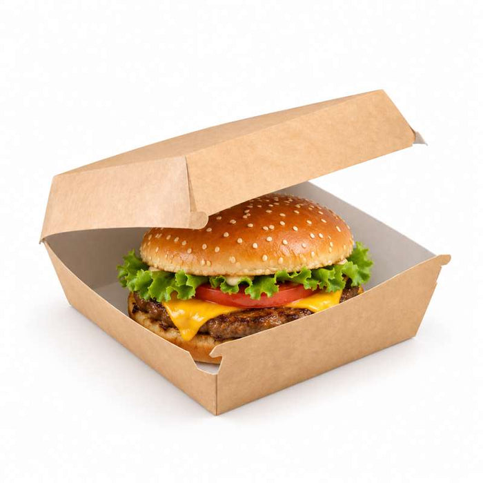 Boite burger carton kraft brun  190x180mm H75mm-400Pcs