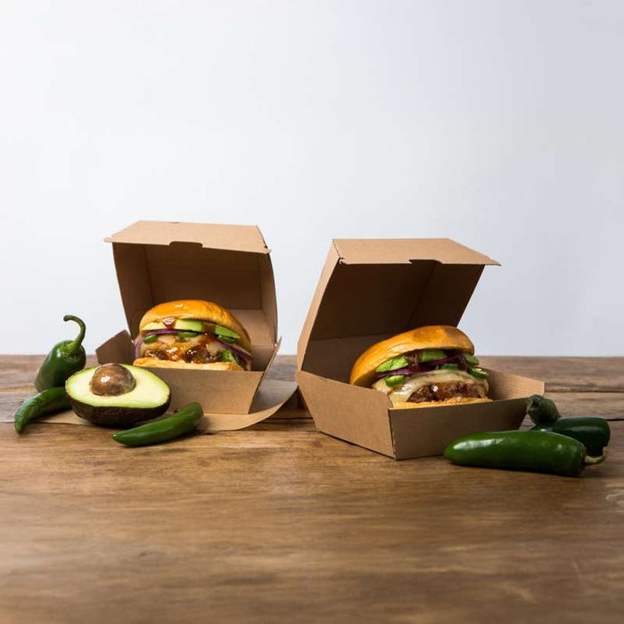 Boite burger carton kraft brun  75x75mm H50mm-500Pcs