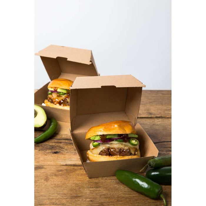 Boite burger carton kraft brun  75x75mm H50mm-500Pcs