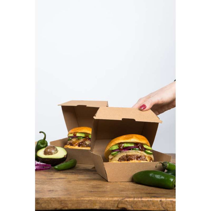 Mini boîte à hamburger en carton kraft 95x95mm H50mm - 450Pcs
