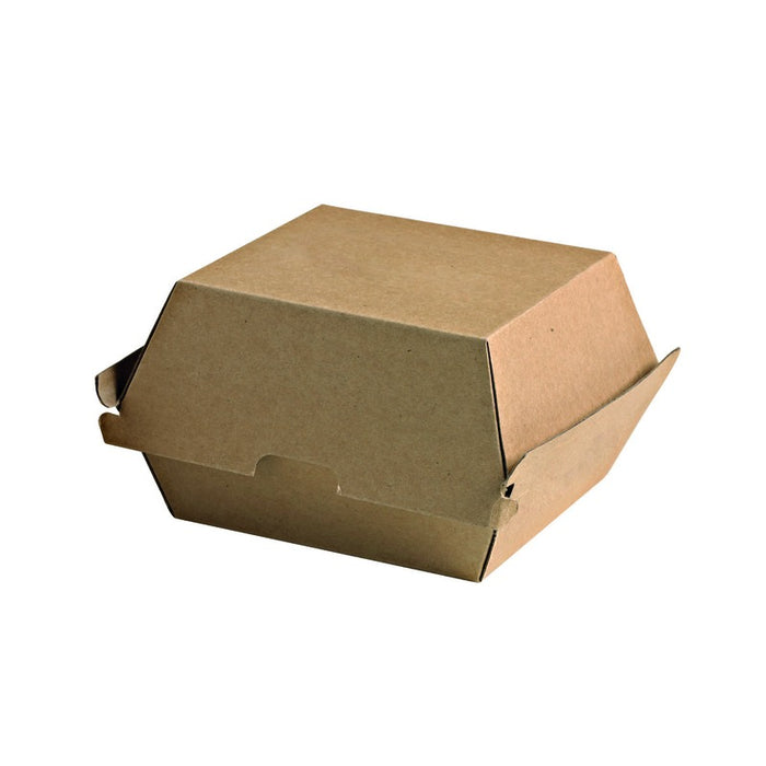Boîte burger carton kraft brun microcannelé 145x130mm H100mm-300Pcs