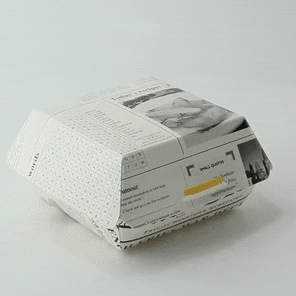 Boite burger carton blanc décor journal  135x125mm H65mm-500Pcs