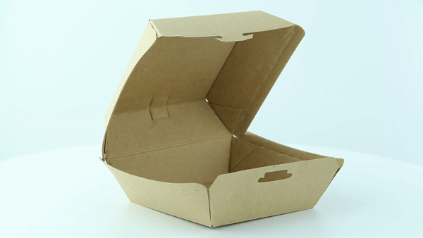 Boite burger carton kraft brun microcannelé  135x125mm H65mm-500Pcs