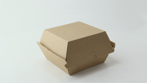Boîte burger carton kraft brun microcannelé. A utiliser avec nos feuilles papier 145x130mm H78mm-500Pcs