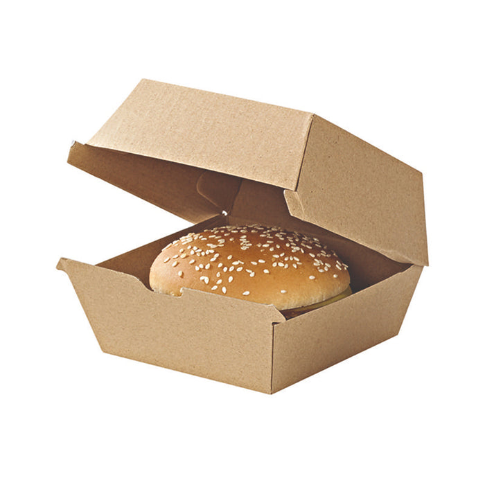 Boite burger carton kraft brun microcannelé  178x155mm H80mm-250Pcs