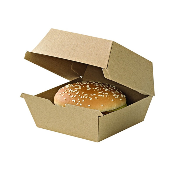 Boite burger carton kraft brun microcannelé  178x155mm H80mm-250Pcs