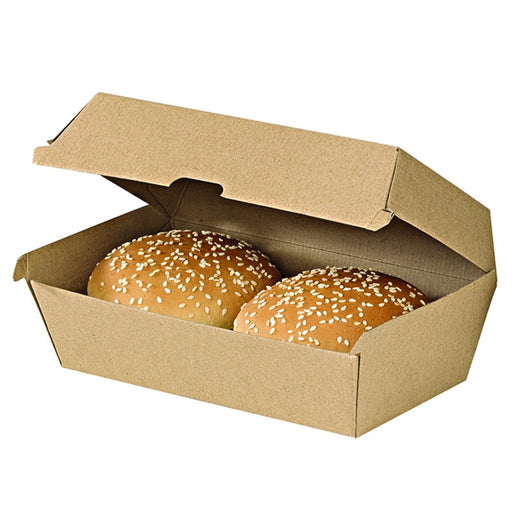 Boite burger carton kraft brun microcannelé  225x125mm H82mm-200Pcs
