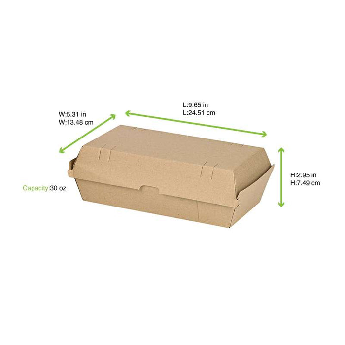 Boite burger carton kraft brun microcannelé  245x135mm H75mm-200Pcs