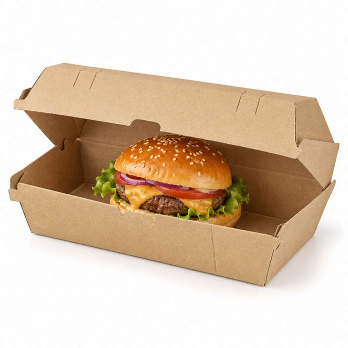 Boite burger carton kraft brun microcannelé  245x135mm H75mm-200Pcs