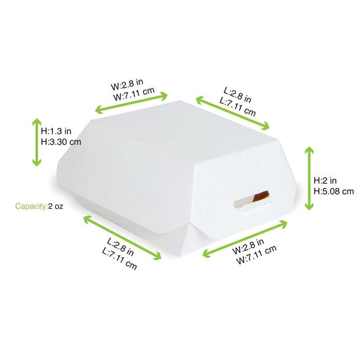Mini Boite burger en carton blanc  70x70mm H50mm-500Pcs