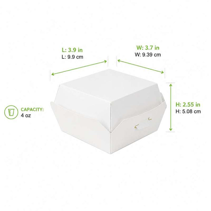 Mini Boite burger en carton blanc  98x95mm H50mm-450Pcs