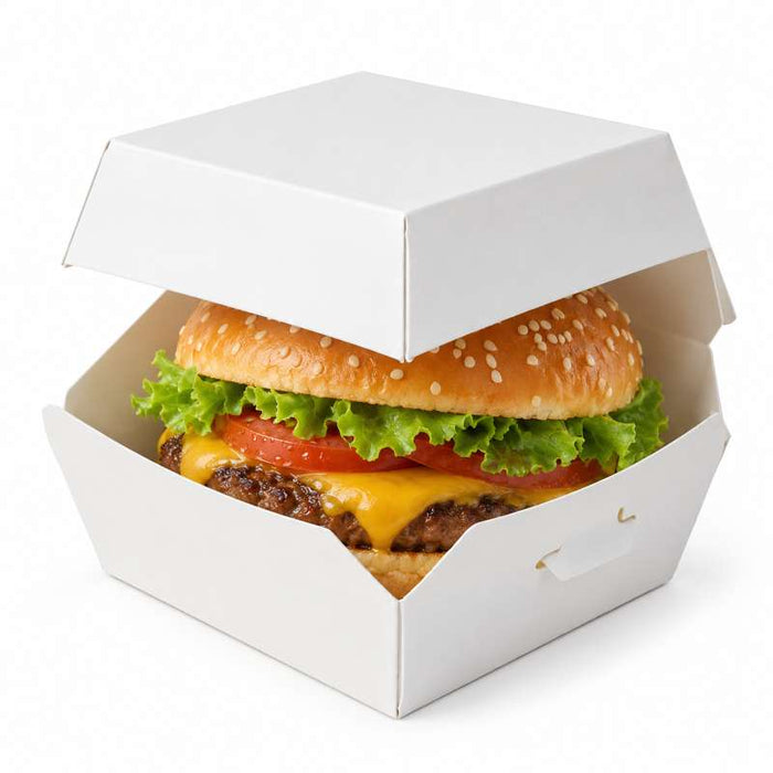 Mini Boite burger en carton blanc  98x95mm H50mm-450Pcs