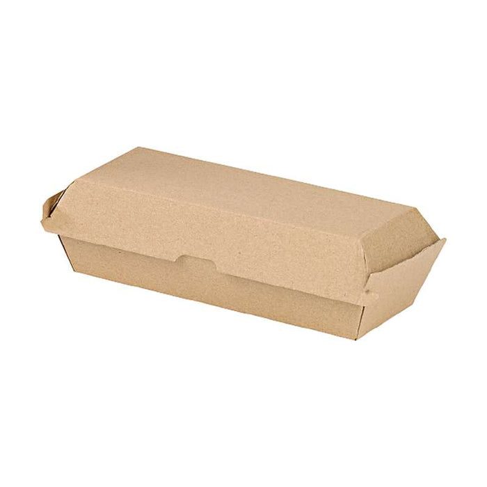 Boîte hot dog carton kraft brun microcannelé 208x75mm H70mm-200Pcs