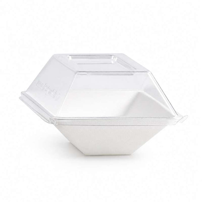 Assiette rectangulaire blanche en pulpe  130x85mm H28mm 150ml-500Pcs