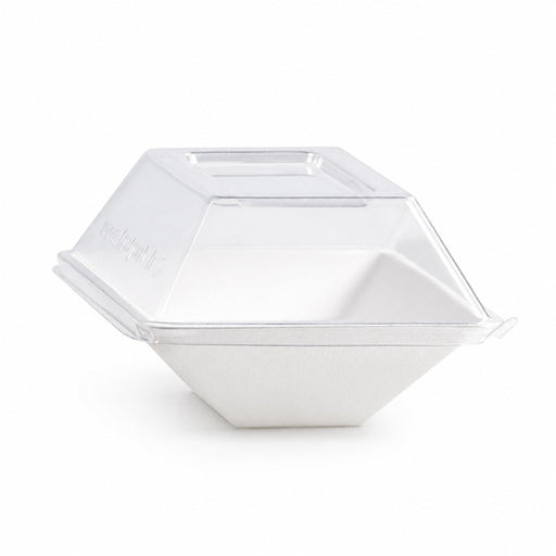 Assiette rectangulaire blanche en pulpe  130x85mm H28mm 150ml-500Pcs