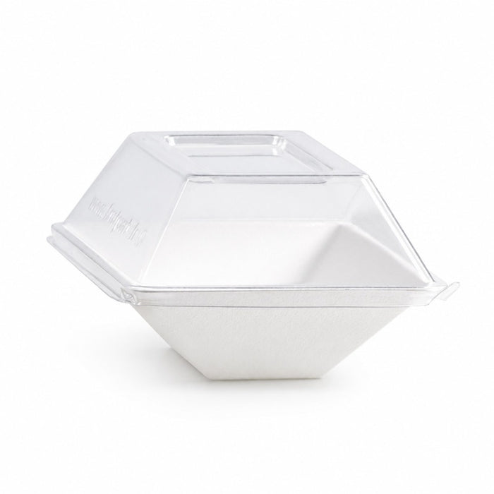 Assiette rectangulaire blanche en pulpe  130x85mm H28mm 150ml-500Pcs