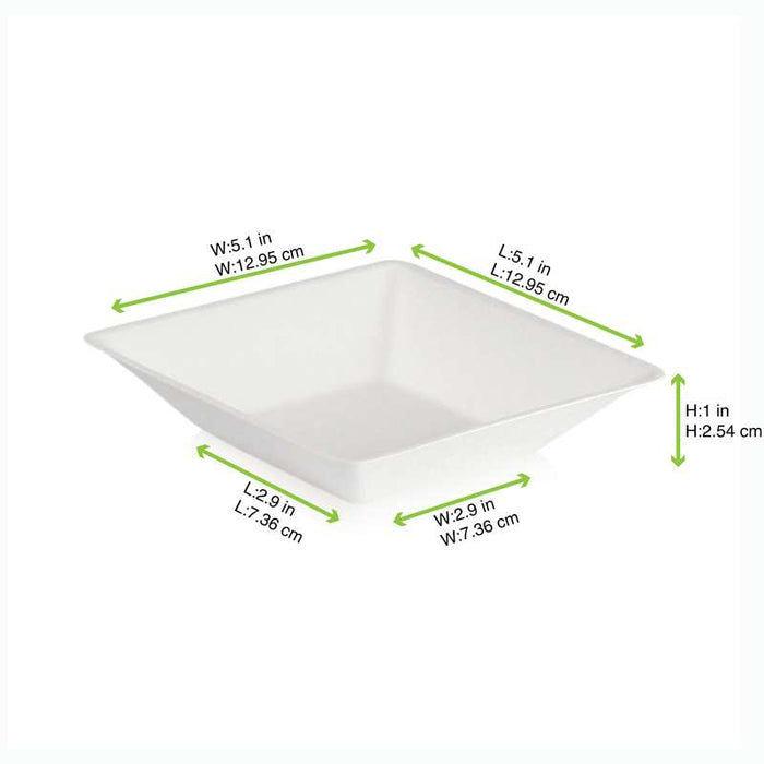 Assiette carrée "Eco-Design" blanche en pulpe 130x130mm 250ml - 600Pcs