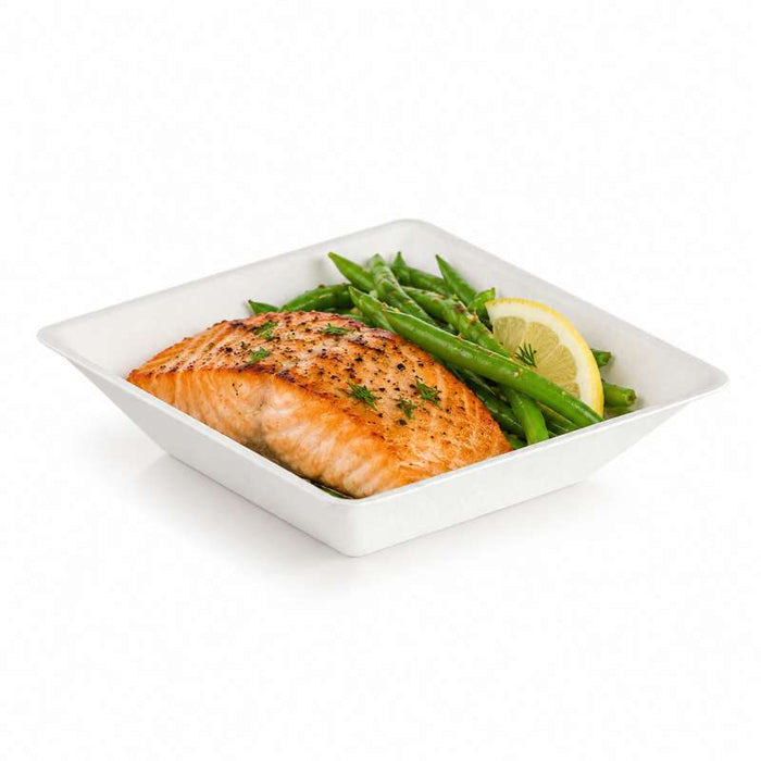 Assiette carrée "Eco-Design" blanche en pulpe 130x130mm 250ml - 600Pcs