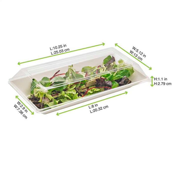 Assiette rectangulaire en pulpe blanche "Eco-Design" 260x130mm 500ml - 500Pcs