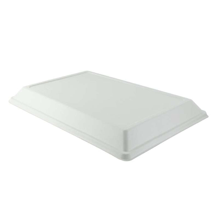Couvercle dôme rectangulaire blanc en pulpe de canne 410x280mm H37mm-25Pcs
