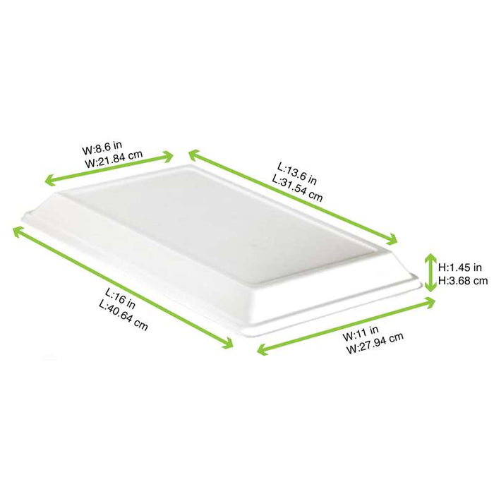 Couvercle dôme rectangulaire blanc en pulpe de canne 410x280mm H37mm-25Pcs