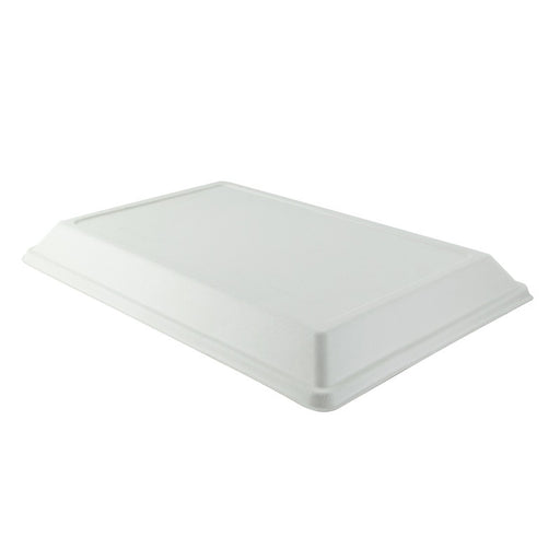 Couvercle dôme rectangulaire blanc en pulpe de canne 410x280mm H37mm-25Pcs