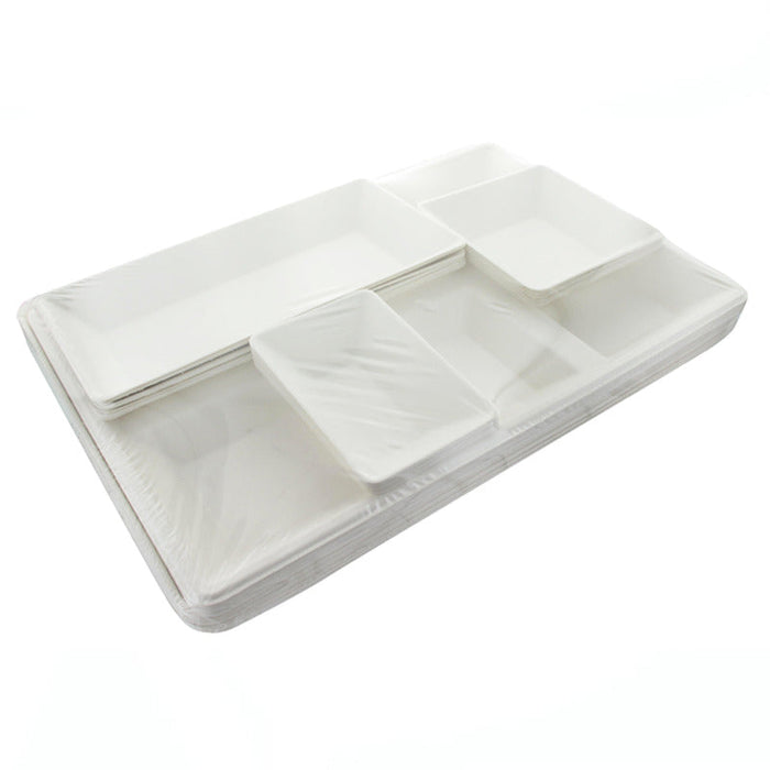 Bandeja de comida (5 piezas) de pulpa de caña de azucar 410x280mm A50mm - 10Uds