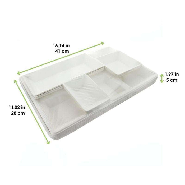 Plateau repas pulpe 5 pièces   410x280mm H50mm-50Pcs