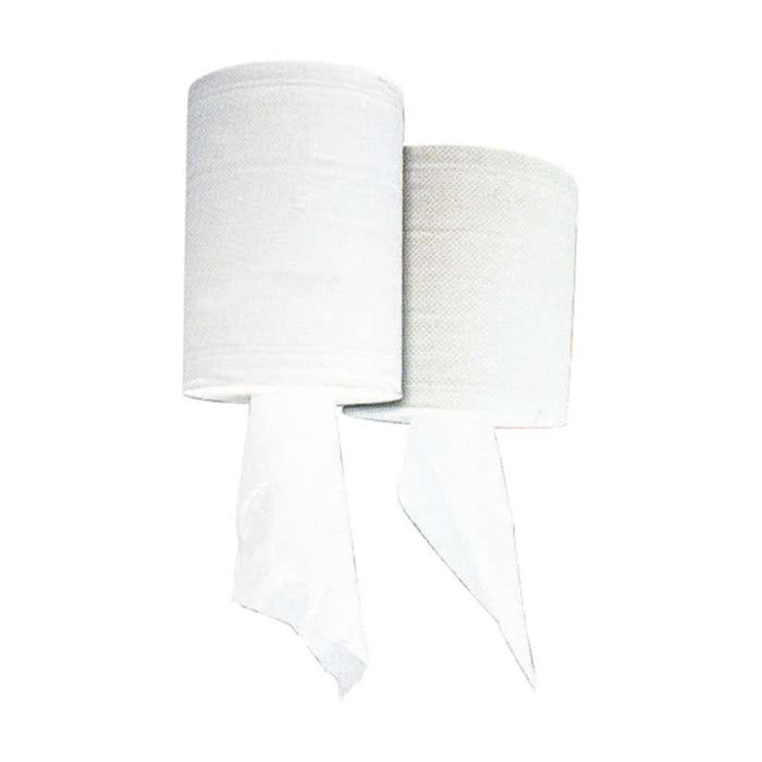 Bobine d'essuyage blanche 2 plis à dévidage central Ø180mm H180mm - 6Pcs