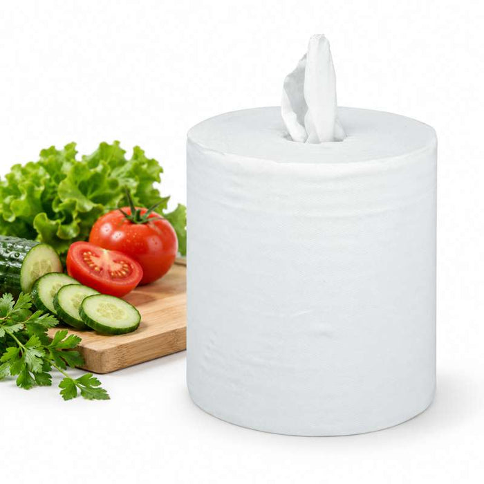 Bobine essuie-tout blanche 2 plis à dévidage central Ø190mm - 6Pcs