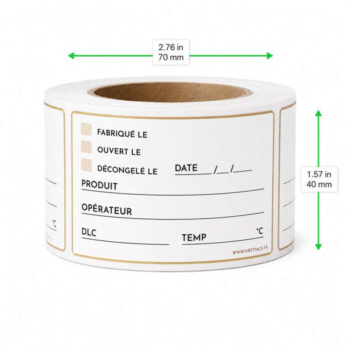 Étiquette autocollante DLC primaire et secondaire 70x40mm - 1500Pcs