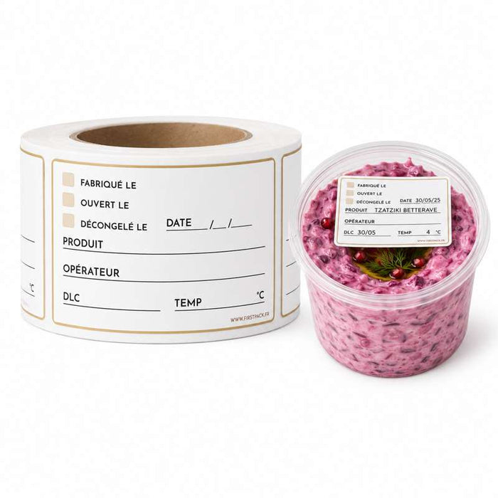 Étiquette autocollante DLC primaire et secondaire 70x40mm - 1500Pcs