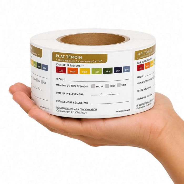 Étiquette autocollante pour plats témoins 70x40mm - 1500Pcs