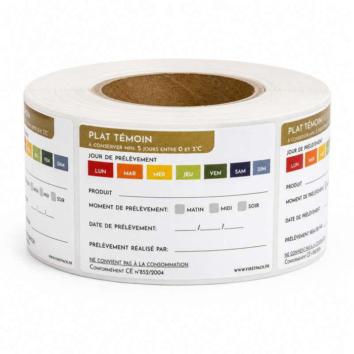 Étiquette autocollante pour plats témoins 70x40mm - 1500Pcs