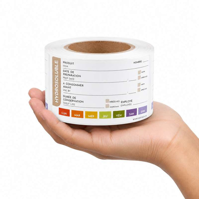 Étiquette HACCP hydrosoluble 70x40mm - 1500Pcs