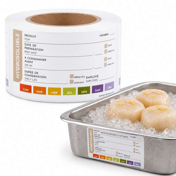 Étiquette HACCP hydrosoluble 70x40mm - 1500Pcs