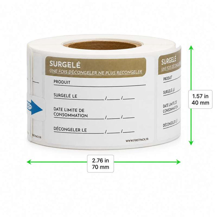Étiquette adhésive permanente spéciale surgelés 70x40mm - 1500Pcs